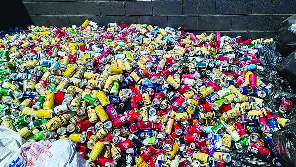 A sea of cans at the Eildon container deposit scheme centre