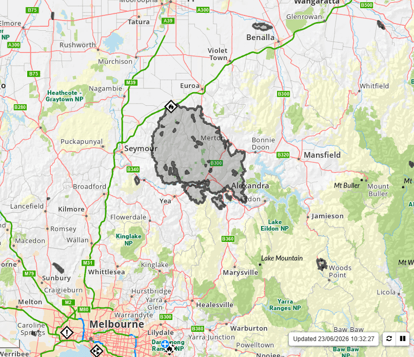 Why is the Longwood fire still on the VicEmergency map?