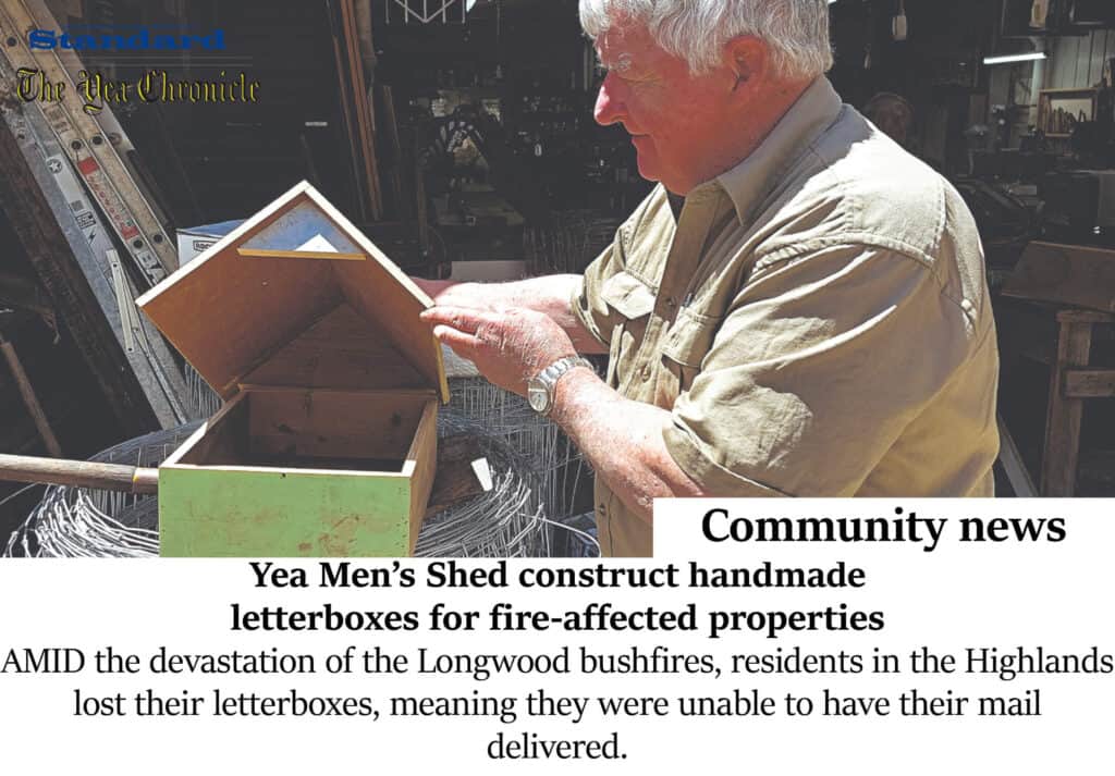 Yea Men's Shed construct handmade letterboxes for fire-affected properties