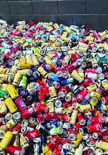 A sea of cans at the Eildon container deposit scheme centre