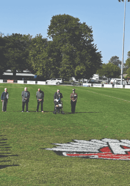 All in attendance at the match observed a moment of silence before the ANZAC game began. All in attendance at the match observed a moment of silence before the ANZAC game began.