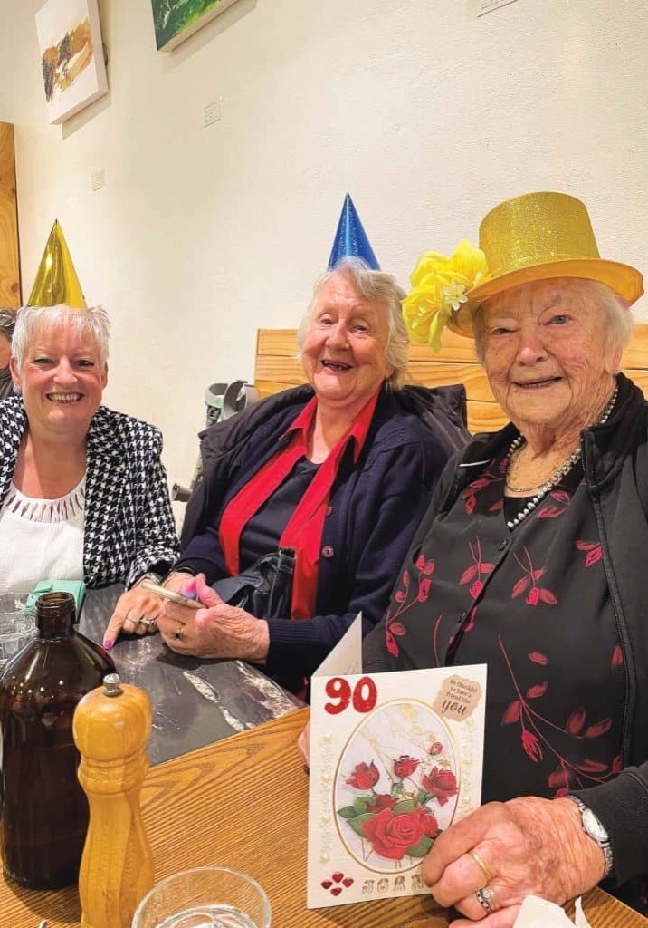 Joan (right) on her 90th birthday. Joan (right) on her 90th birthday.
