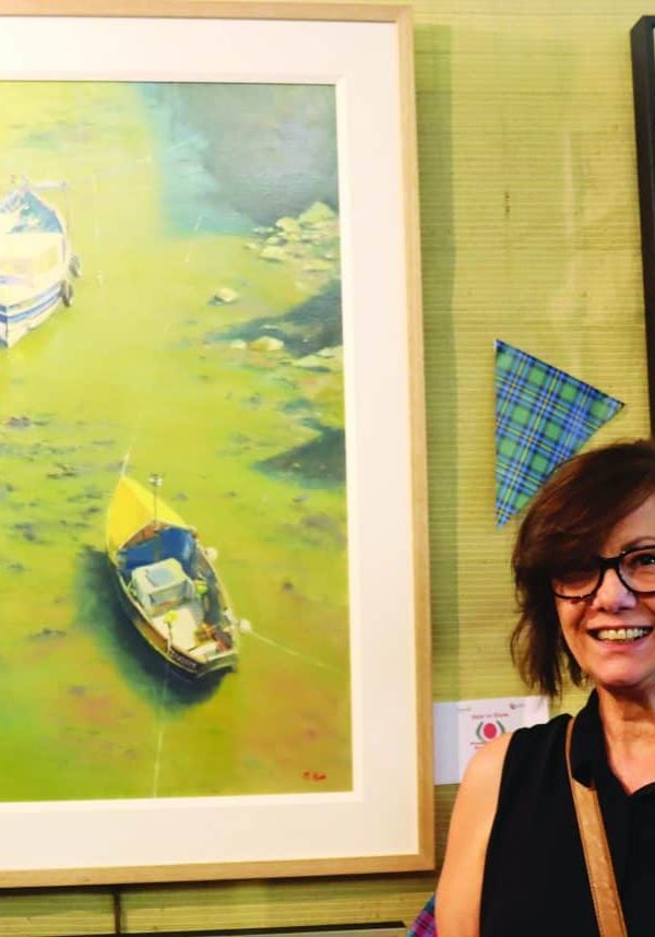 Mary Hyde with her Best in Show painting at Yea Art Show 2024