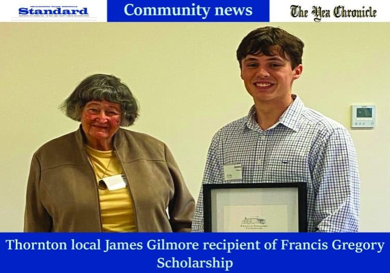 Thornton local James Gilmore recipient of Francis Gregory Scholarship