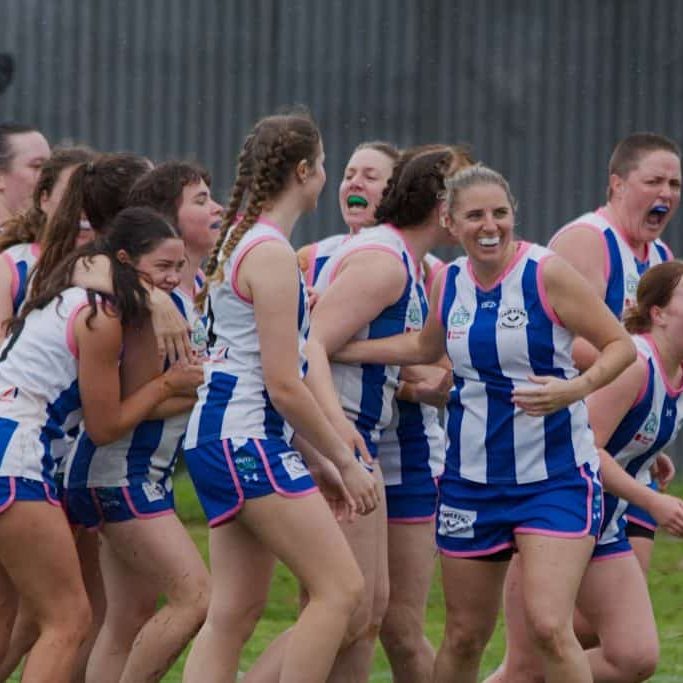 Thornton-Eildon celebrate their first goal of the season