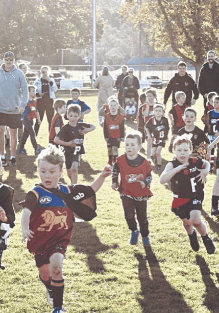 Auskickers take to the half time ground Auskickers take to the half time ground