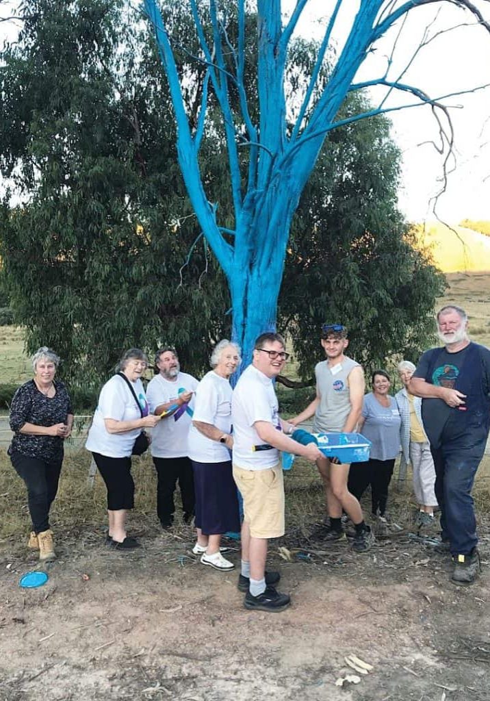 The Blue Tree was painted to celebrate the opening of the 'Walk and Talk Project'.