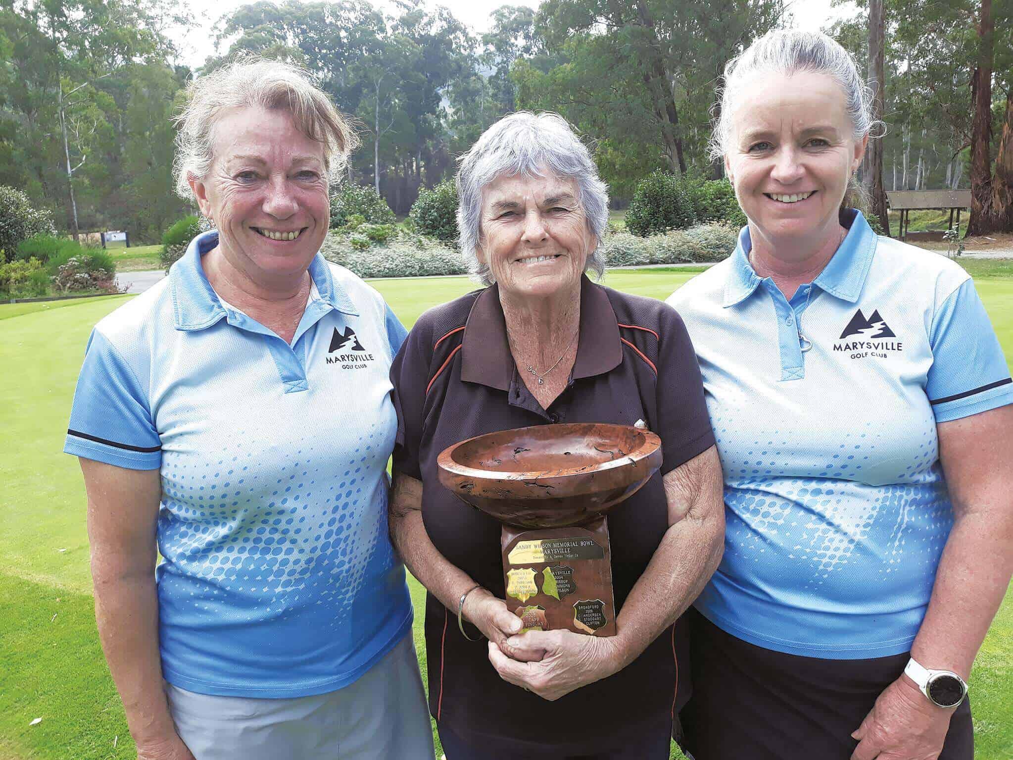 Winners of the Marysville Bowl, Heather Jenkins, Bev Bellman and Jody Doran.