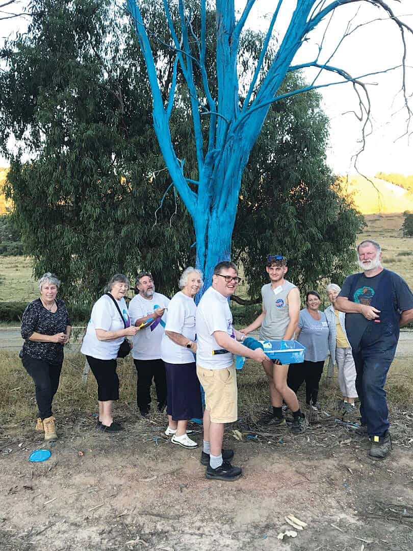 The Blue Tree was painted to celebrate the opening of the 'Walk and Talk Project'.